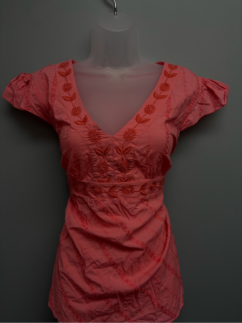 Motherhood Maternity Coral Embroidered V-Neck Tunic